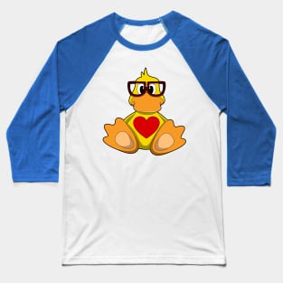 Duck with Heart & Glasses Baseball T-Shirt